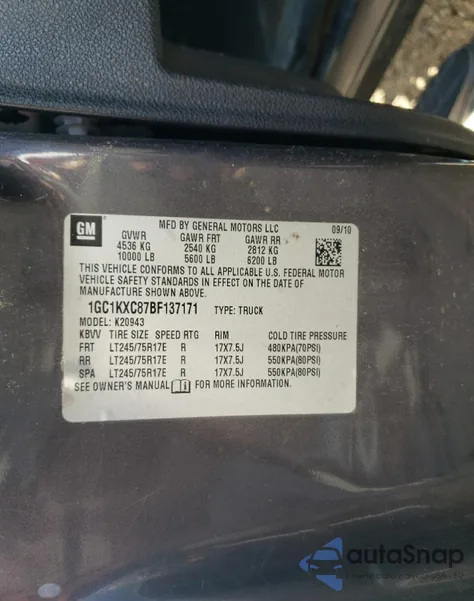 2011 Chevrolet Silverado K2500 Heavy Duty Lt z USA, uszkodzony, nr VIN 1GC1KXC87BF137171